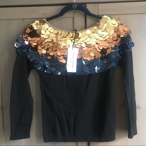 NWT Sonia Rykiel Sequin Embellished Wool Sweater - Picture 6 of 8